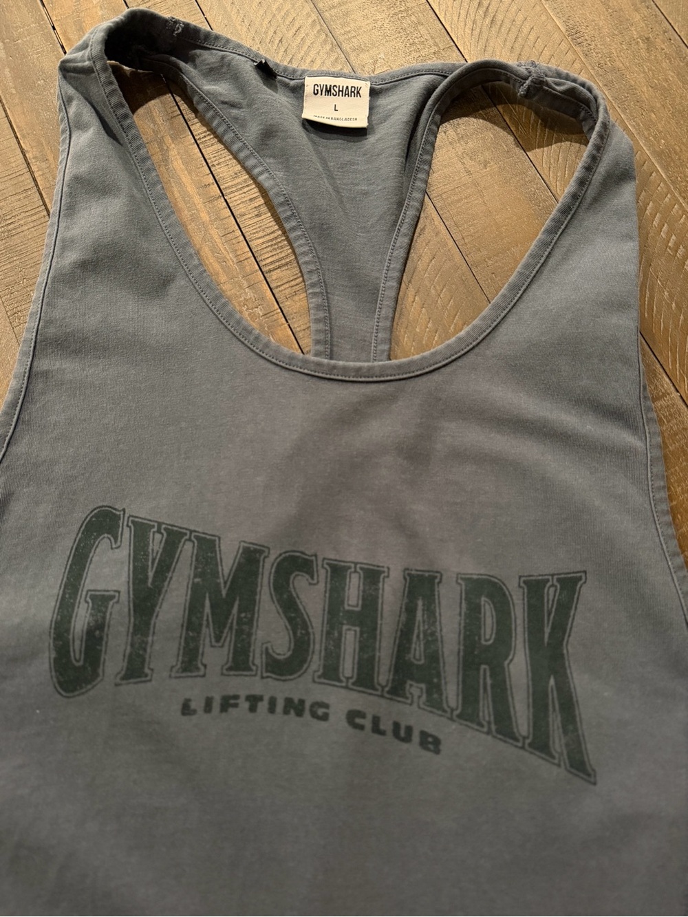 Gymshark Women’s Slate Gray Racerback Tank with Dark Green Logo